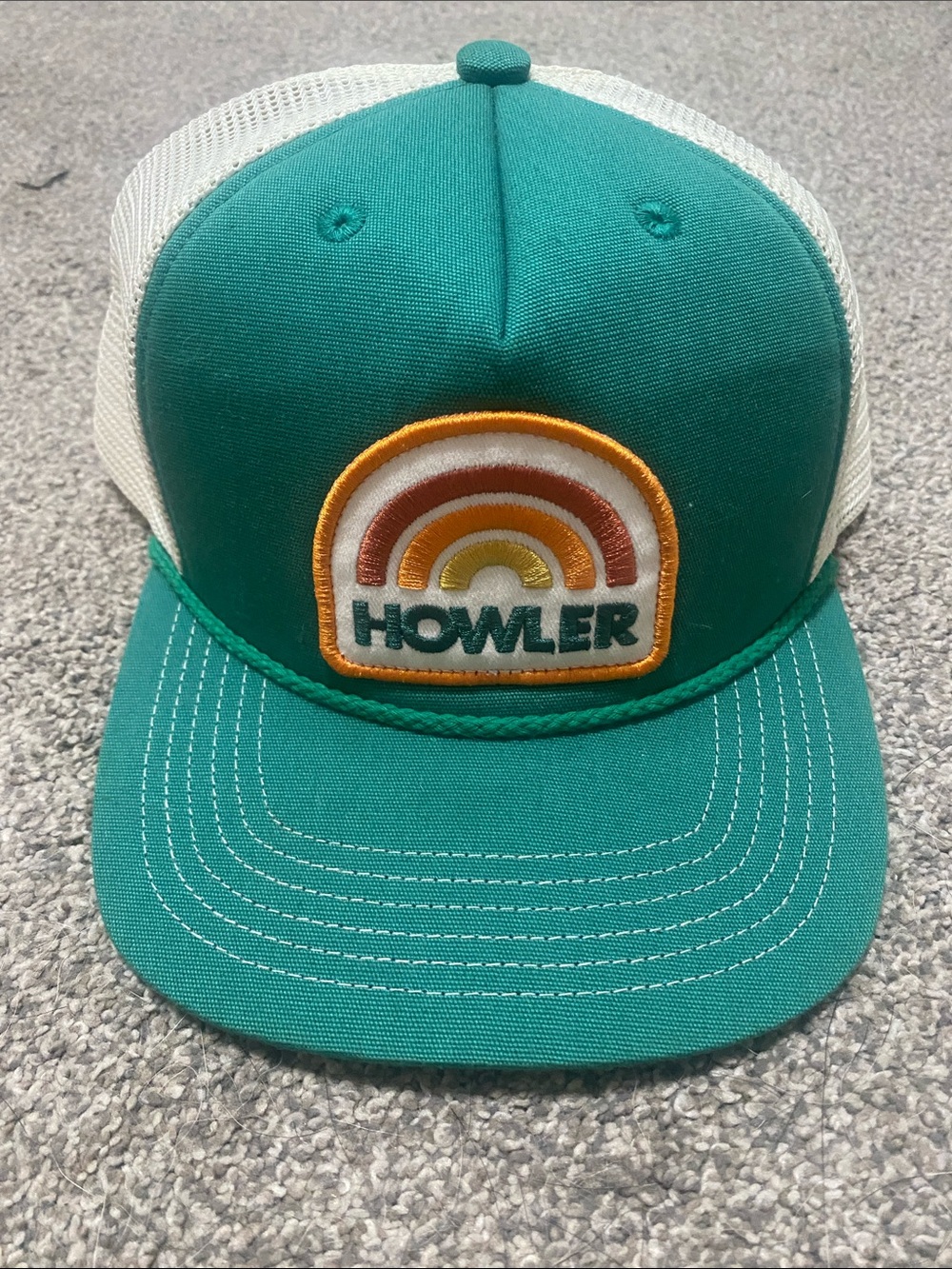 Howler Brothers Teal Kids Trucker Hat with Rainbow Patch